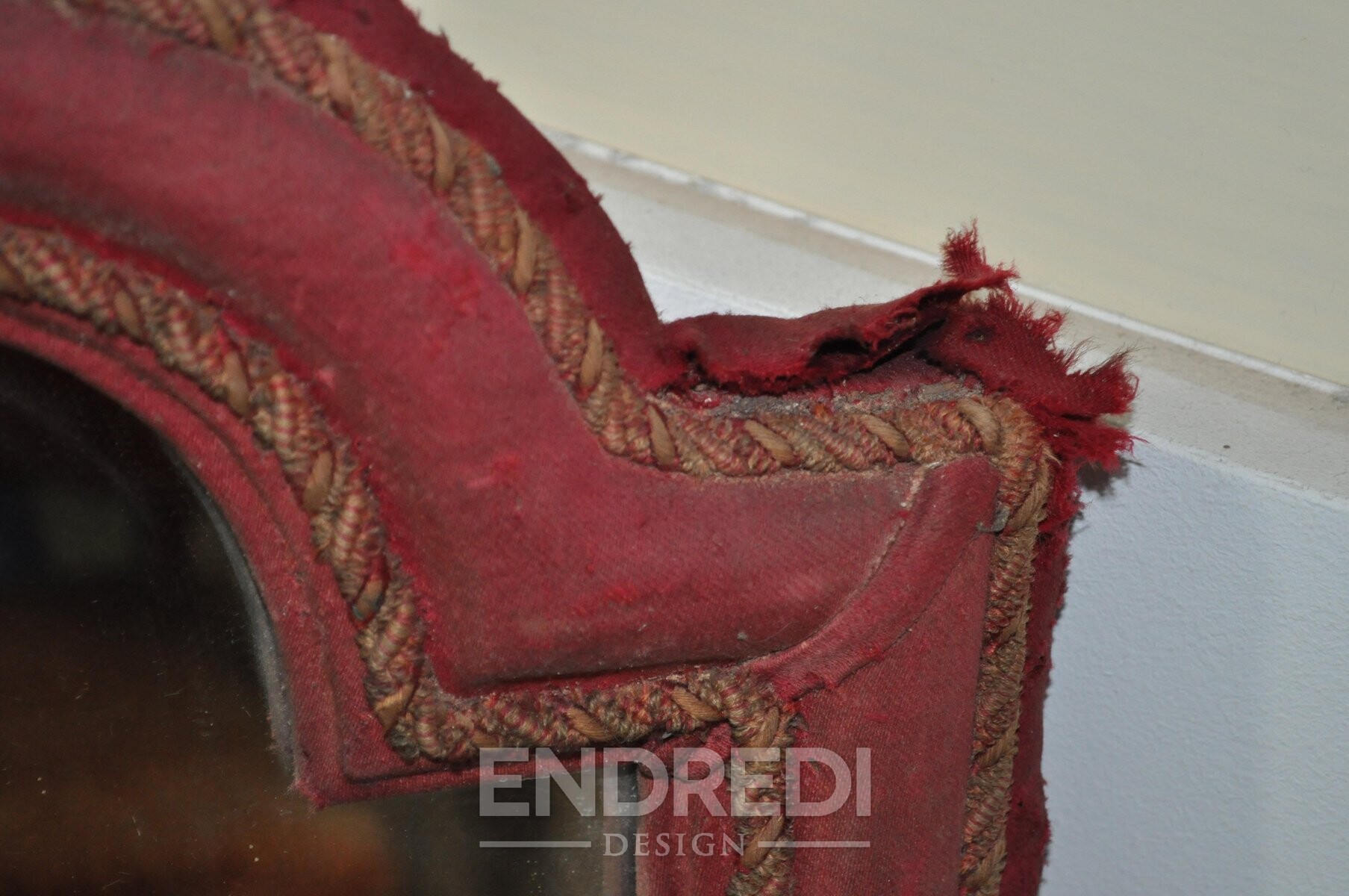 Antik barokk bordó bársony tükör, 1790-as évek - Image 3