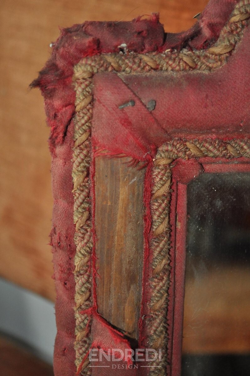 Antik barokk bordó bársony tükör, 1790-as évek - Image 5