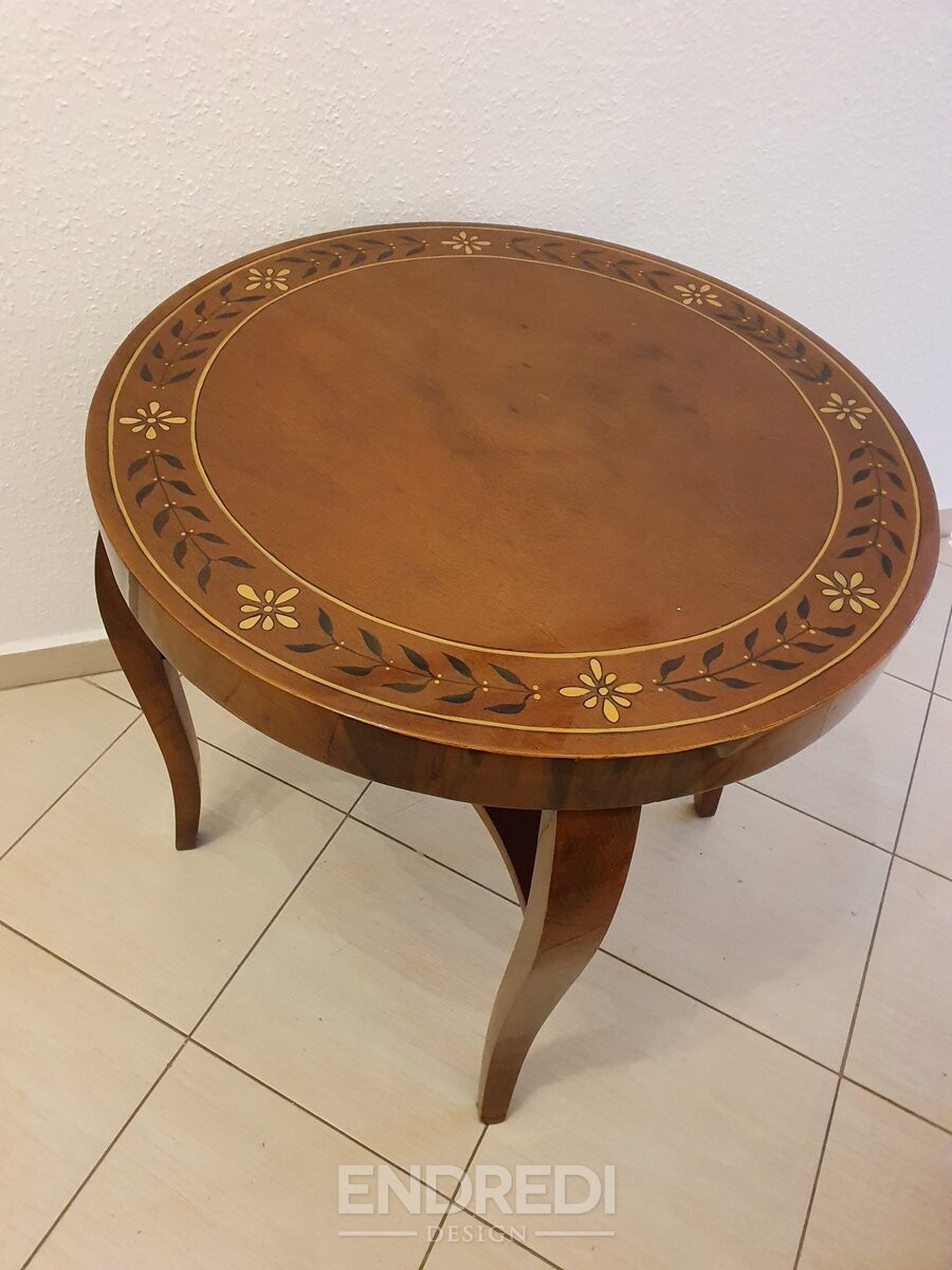 Art deco kézzel festett kerek kisasztal, 1930-as évek - Image 2