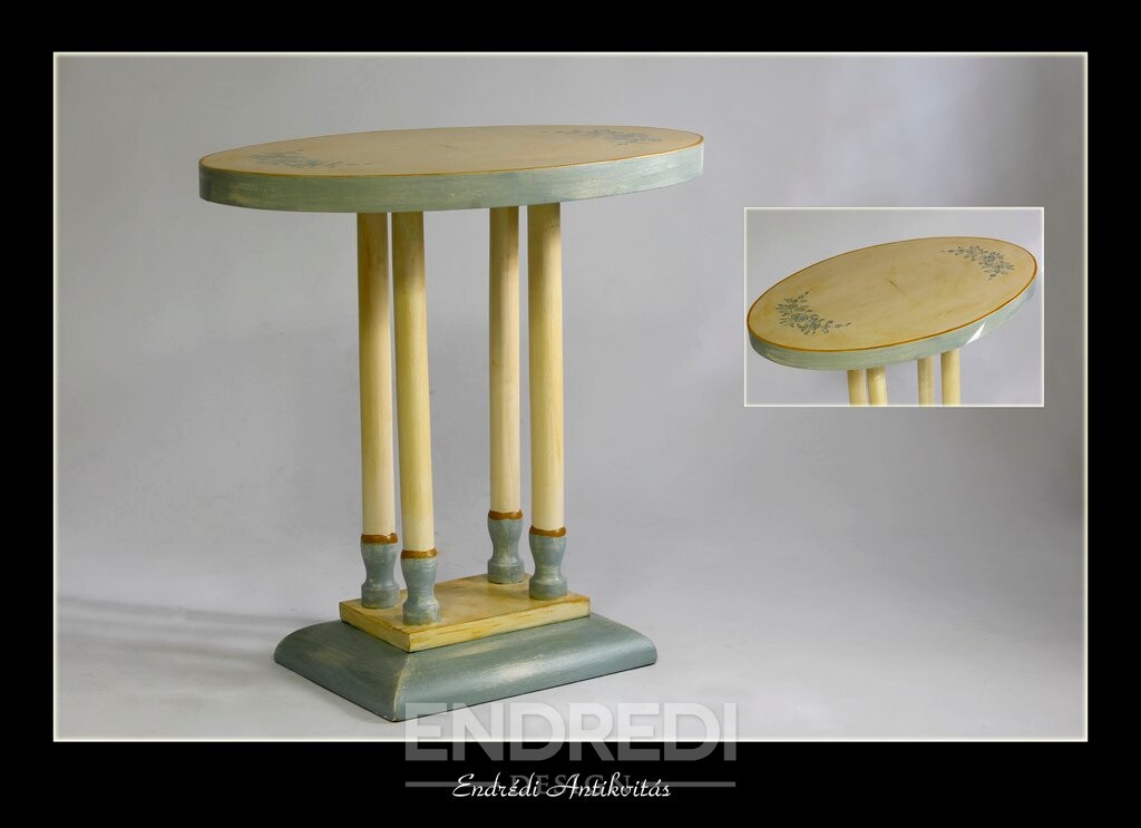 Art deco kézzel festett kisasztal, 1930-as évek - Image 5