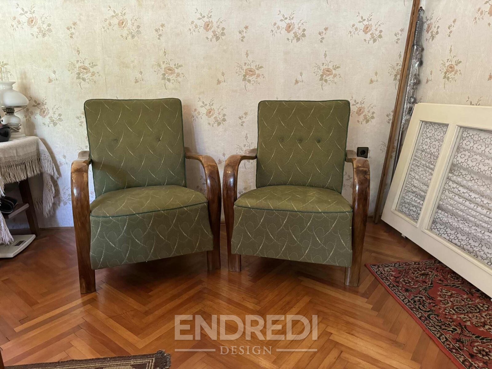 Art deco fotelek — íves fa karfa, 1930-as évek, 2 darabos szett - Image 2