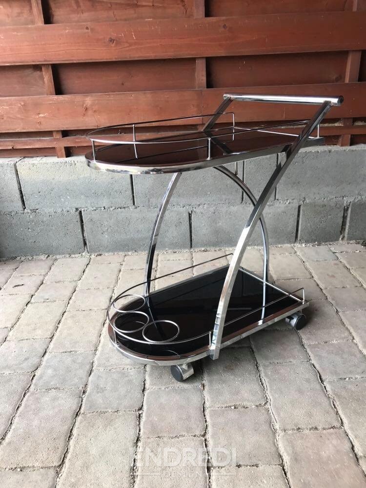 Olasz üveg és króm zsúrkocsi, 1970-as évek - Image 3