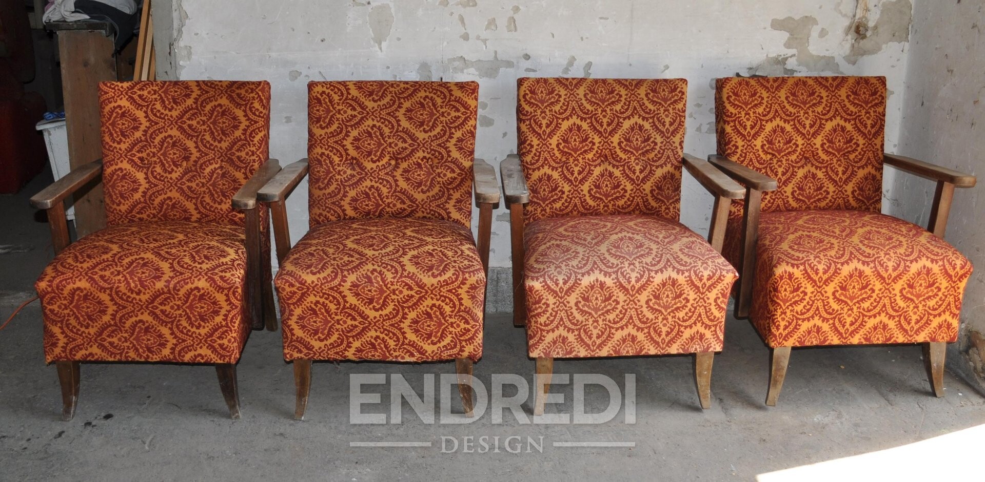 Mid-century karosszék, 1950-as évek, 4 darabos szett - Image 6
