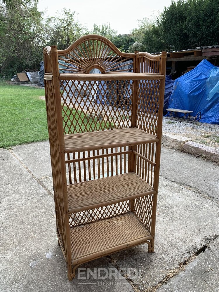Mid-century bambusz és rattan polc, 1960-as évek - Image 2