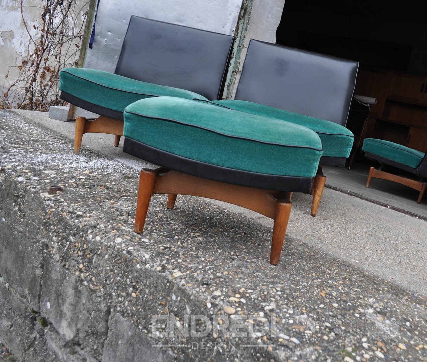 Mid-century dán kanapé és karosszék, 1960-as évek, 4 darabos szett - Image 3