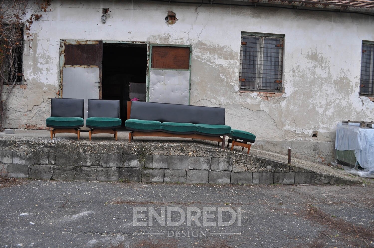 Mid-century dán kanapé és karosszék, 1960-as évek, 4 darabos szett - Image 8