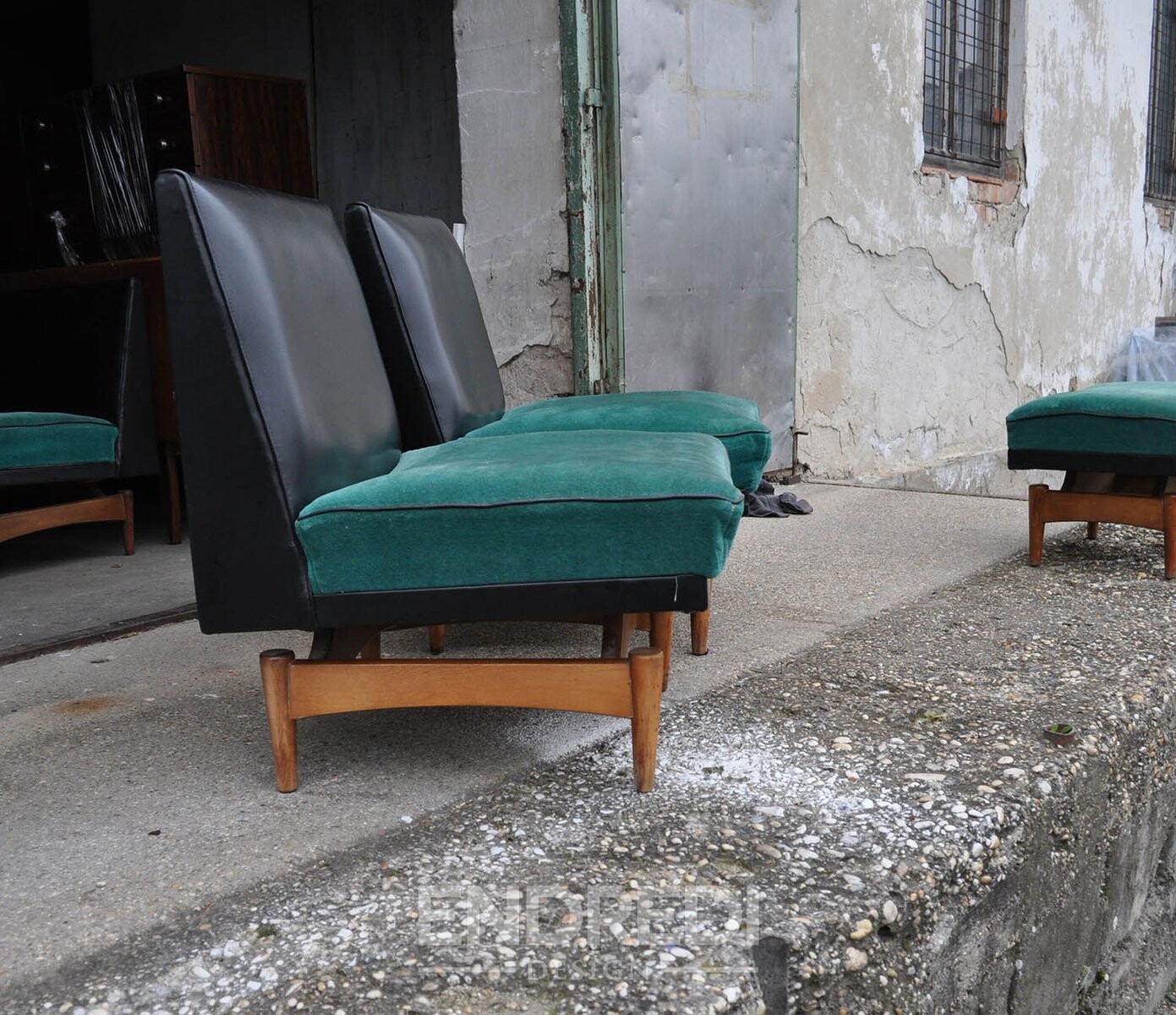 Mid-century dán kanapé és karosszék, 1960-as évek, 4 darabos szett - Image 9