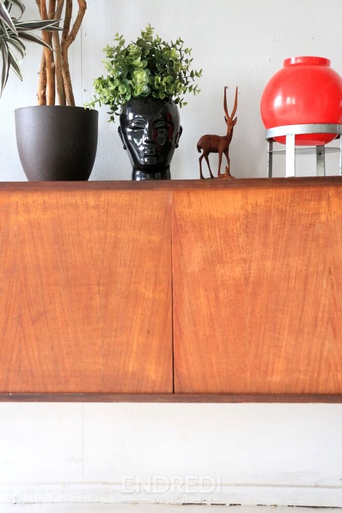Mid-century modern tálalószekrény teak — fém láb, 1960-as évek - Image 5