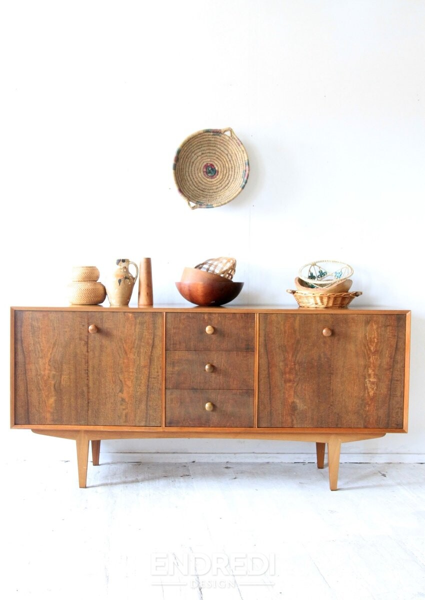 Mid-century modern tálalószekrény — fa Grain, 1960-as évek - Image 3