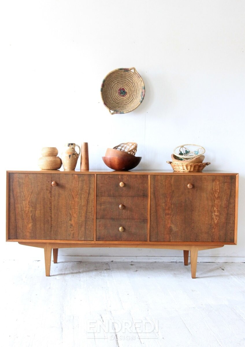 Mid-century modern tálalószekrény — fa Grain, 1960-as évek - Image 4
