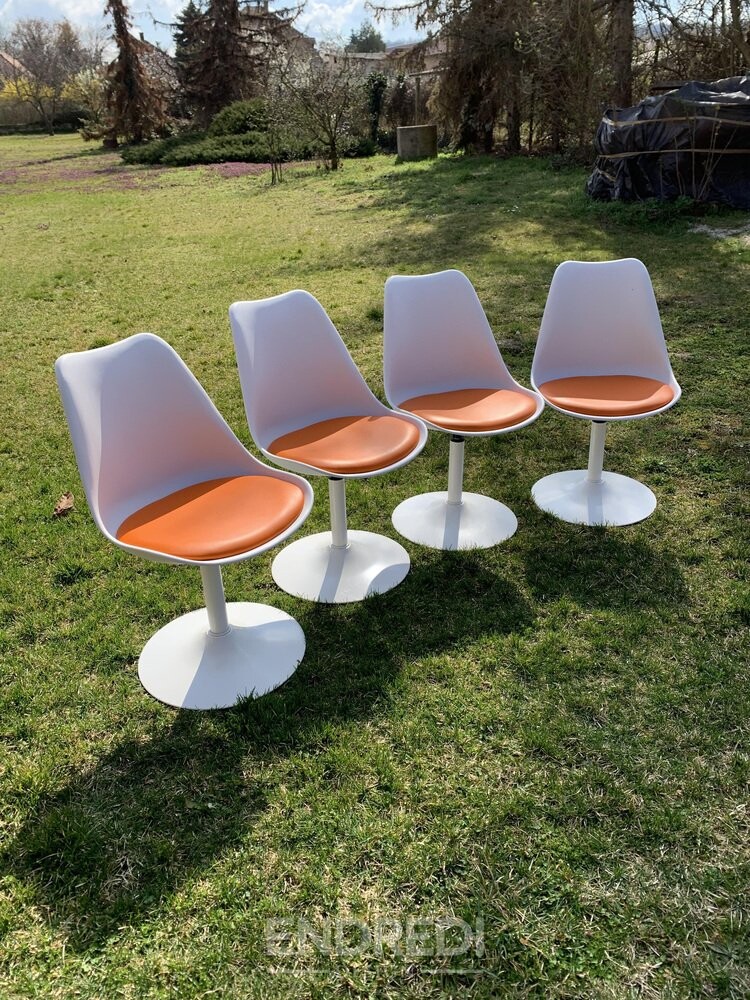 Narancssárga tulipán forgó szék tulajdonított to Eero Saarinen és Knoll, 1956, 4 darabos szett - Image 4