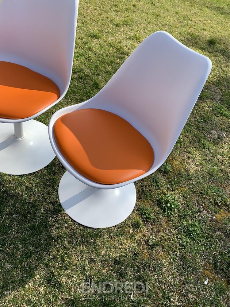 Narancssárga tulipán forgó szék tulajdonított to Eero Saarinen és Knoll, 1956, 4 darabos szett - Image 5