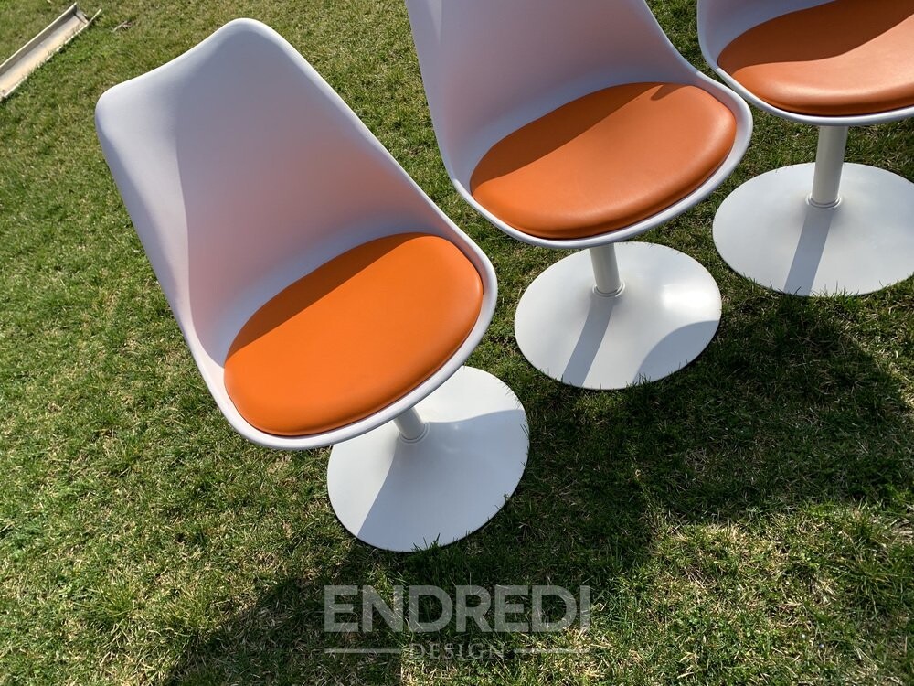 Narancssárga tulipán forgó szék tulajdonított to Eero Saarinen és Knoll, 1956, 4 darabos szett - Image 6