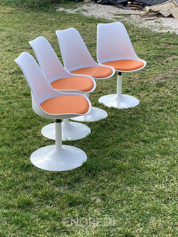 Narancssárga tulipán forgó szék tulajdonított to Eero Saarinen és Knoll, 1956, 4 darabos szett - Image 7