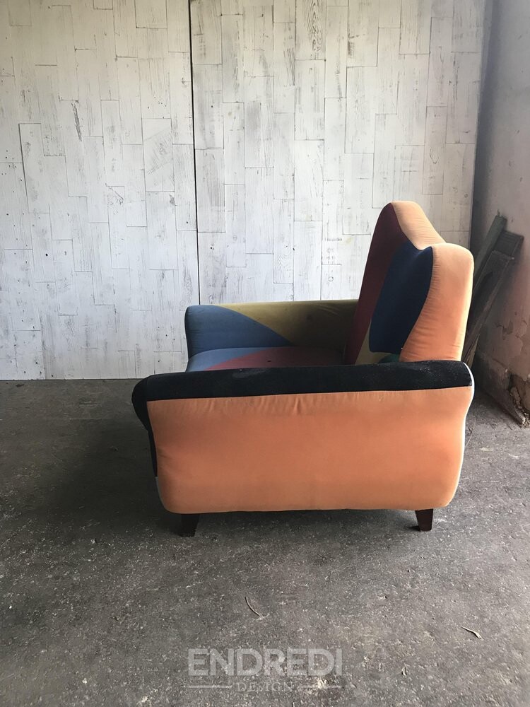 Szett: mid-century karosszék Multicoloured szövet — fekete festett láb - Image 5