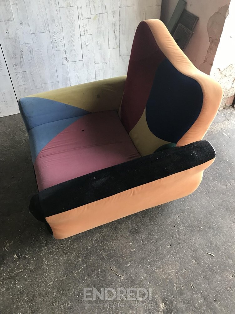 Szett: mid-century karosszék Multicoloured szövet — fekete festett láb - Image 6