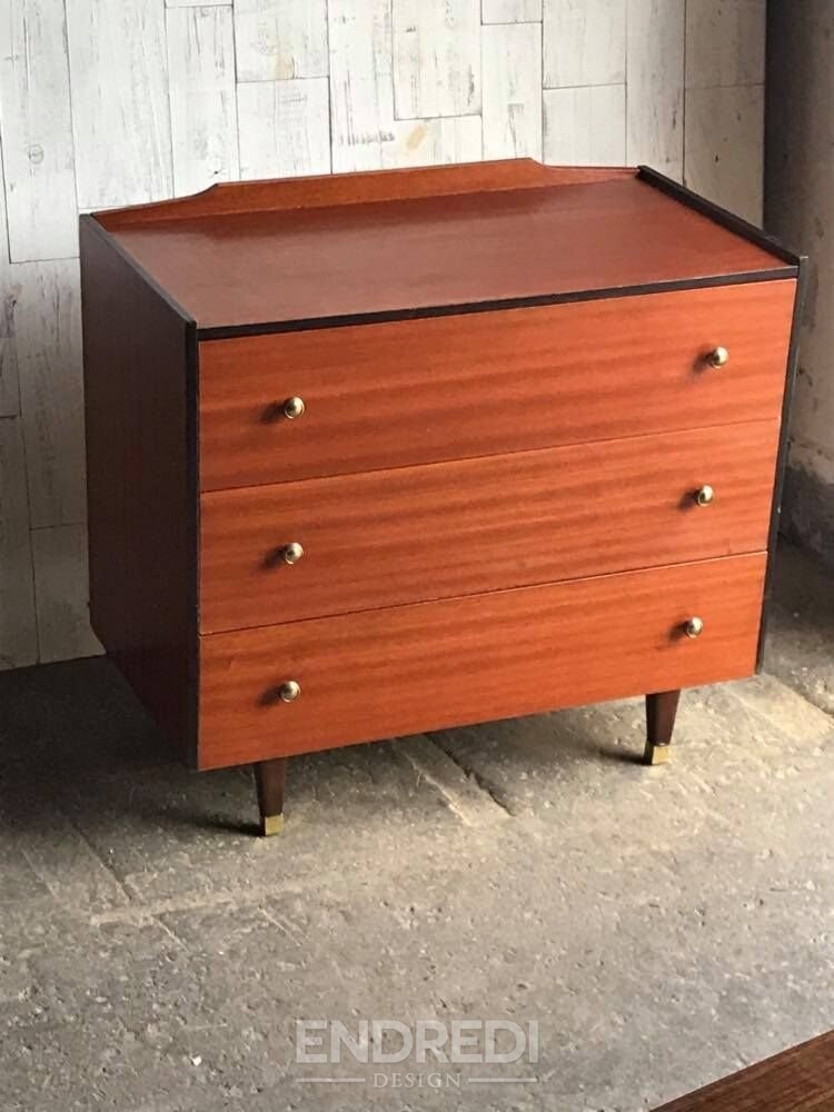 Vintage láda fiókokkal — fekete Trim és arany Knobs - Image 2