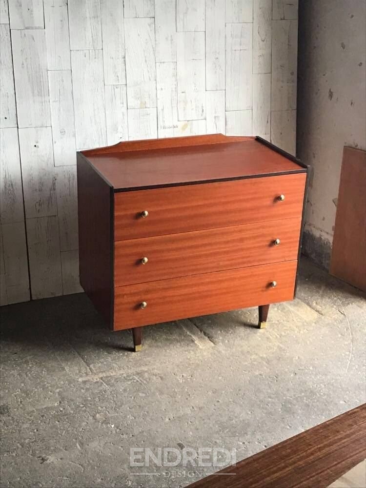 Vintage láda fiókokkal — fekete Trim és arany Knobs - Image 5