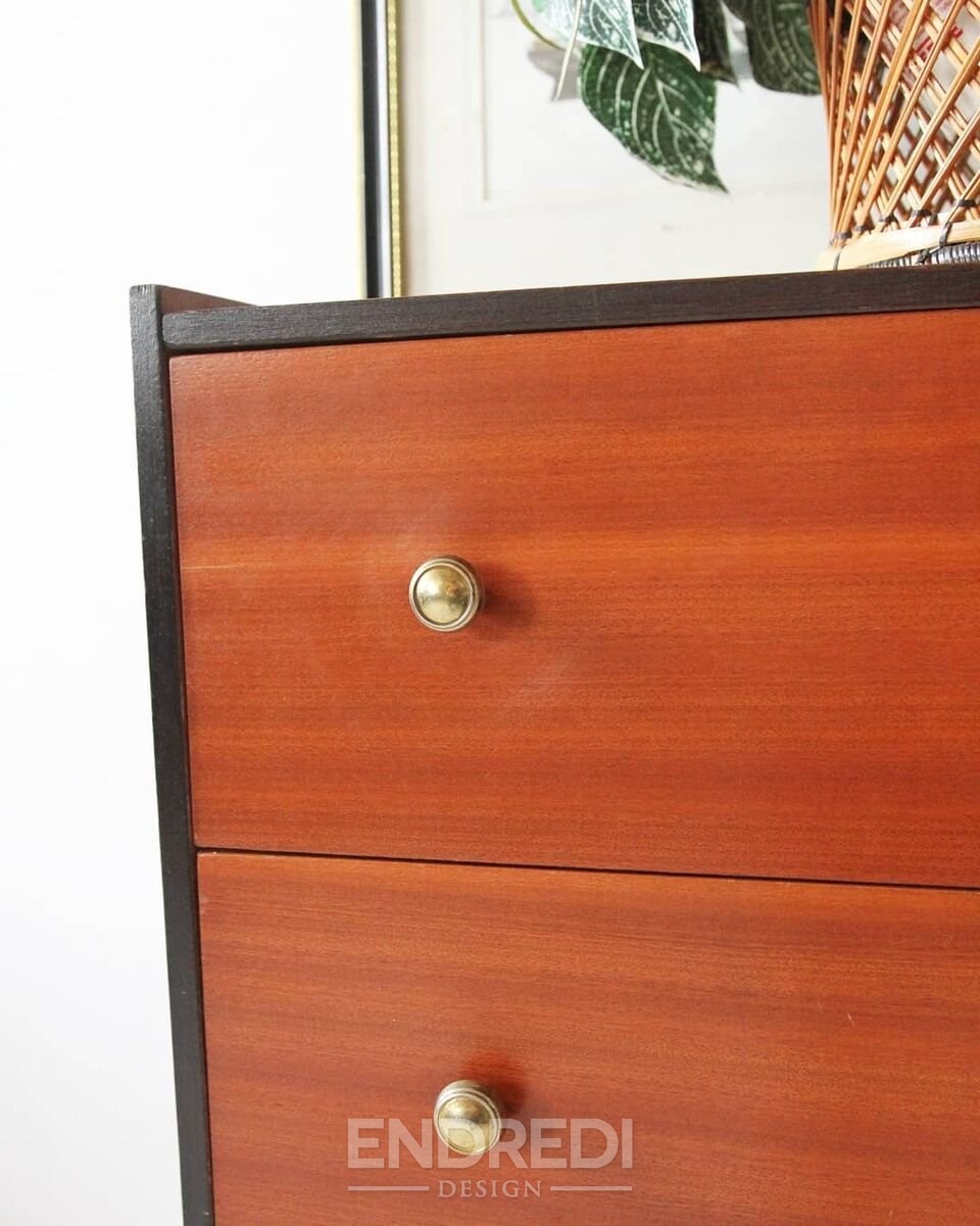 Vintage láda fiókokkal — fekete Trim és arany Knobs - Image 7