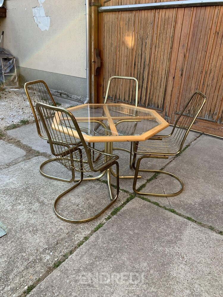 Vintage étkezőasztal és szék — Gastone Rinaldi, 5 darabos szett - Image 2