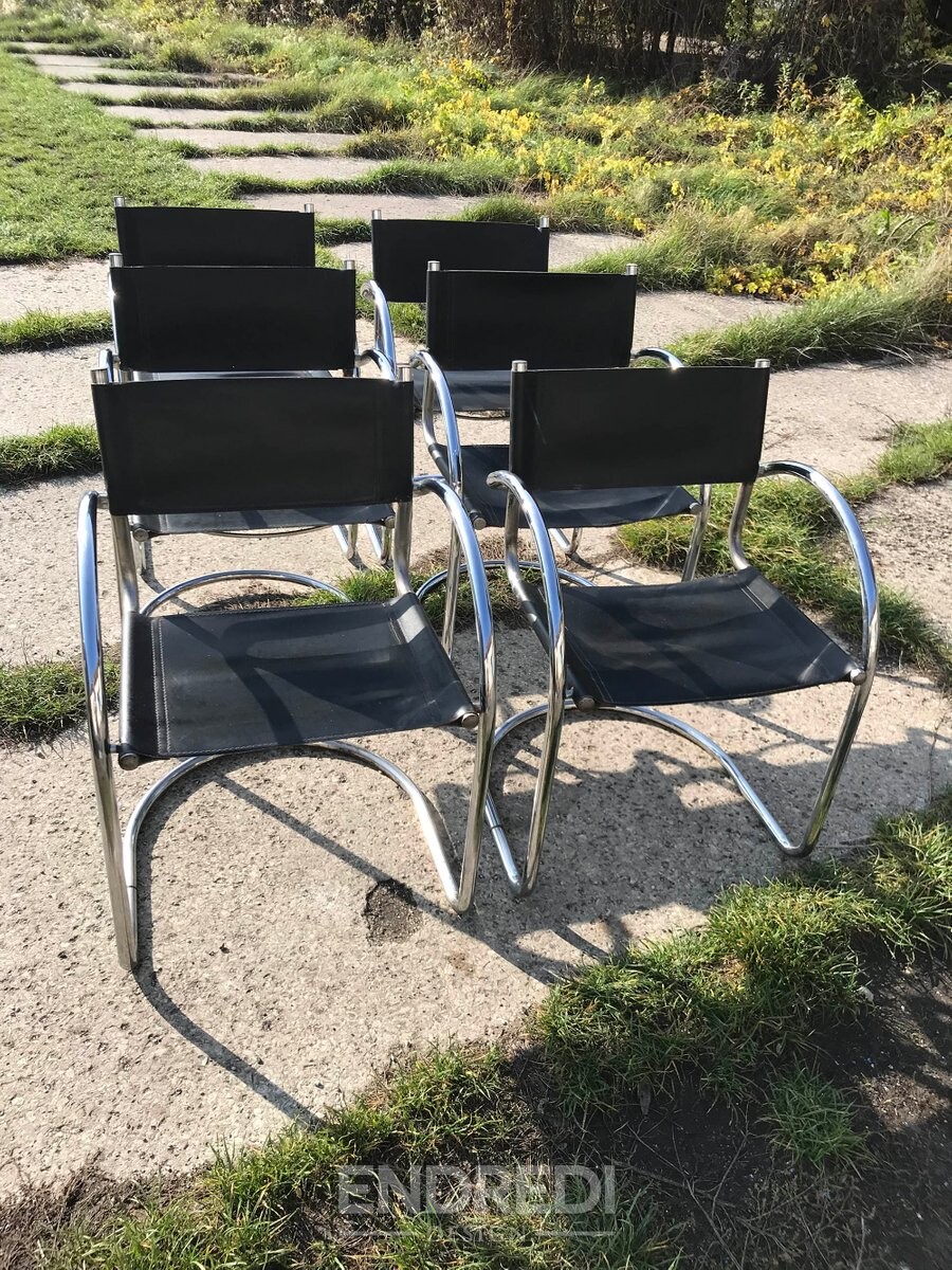 Vintage olasz Bauhaus króm étkezőszékek, 1970-as évek, 6 darabos szett - Image 2