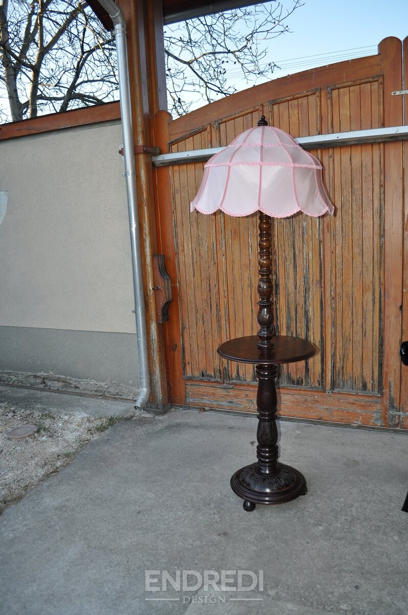 Fa állólámpa — rózsaszín búra - Image 2