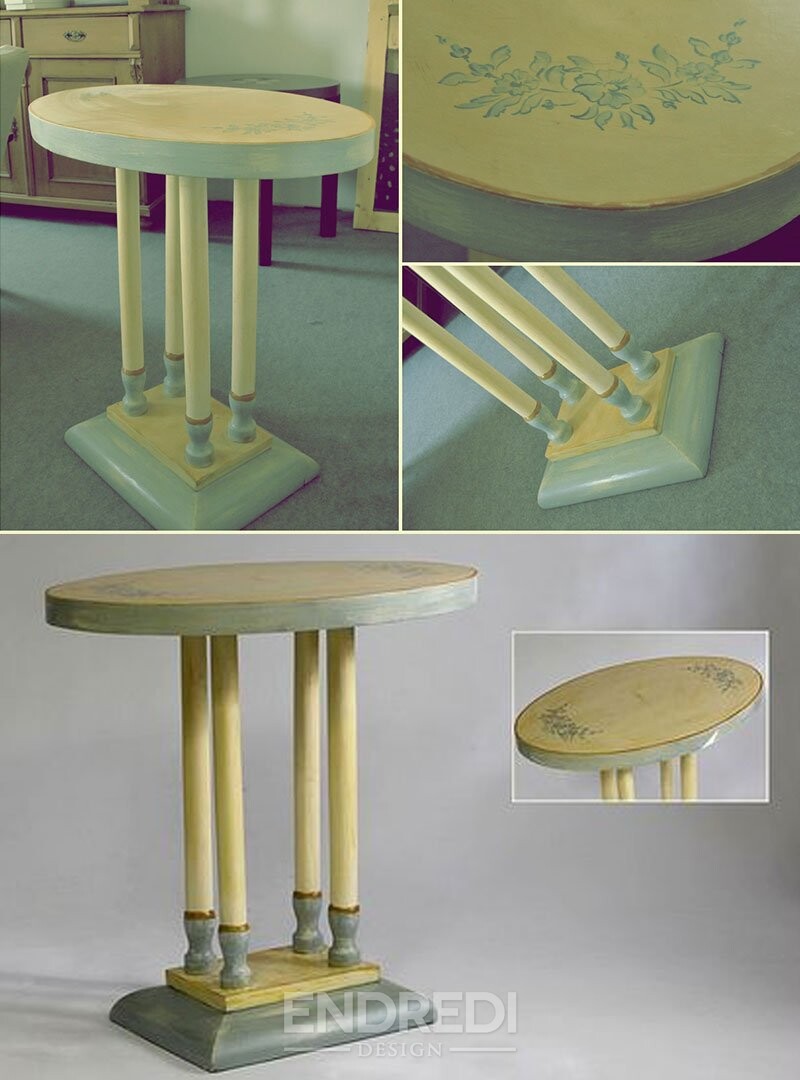 Art deco kézzel festett kisasztal, 1930-as évek - Image 7