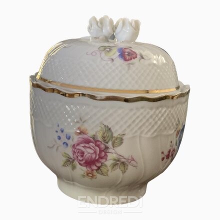 Magyar porcelán ékszeres doboz — fedeles — Hollóhaza