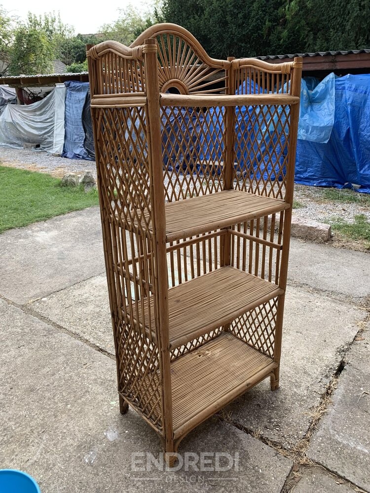 Mid-century bambusz és rattan polc, 1960-as évek - Image 4