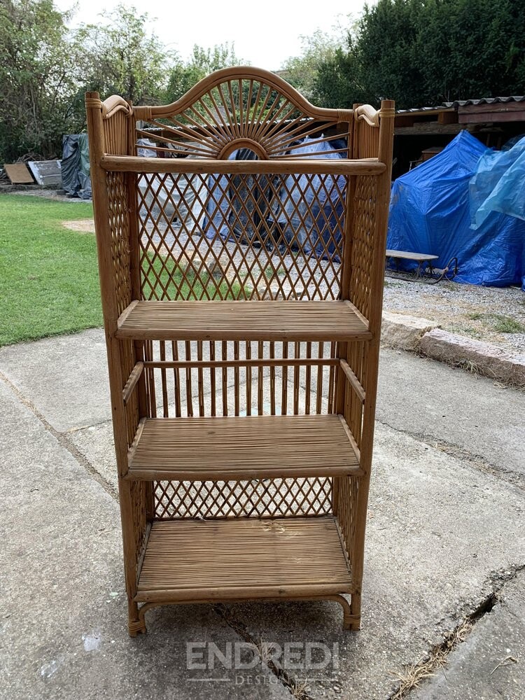 Mid-century bambusz és rattan polc, 1960-as évek - Image 6