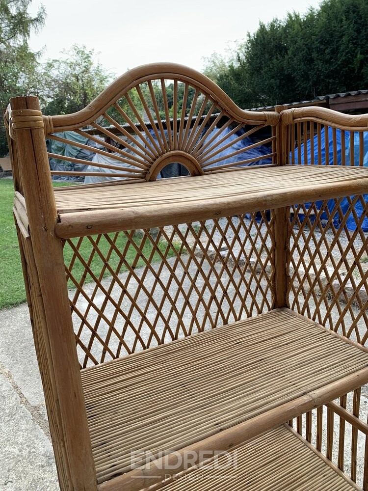 Mid-century bambusz és rattan polc, 1960-as évek - Image 7