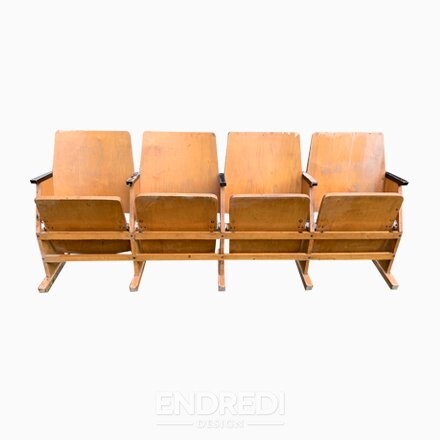 Mid-century magyar négy-üléses mozi pad, 1950-as évek
