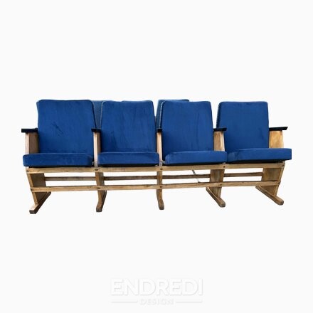 Mid-century modern magyar mozi négy-üléses pad, 1950-as évek
