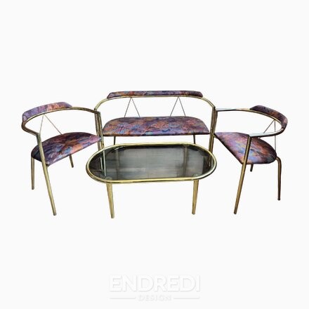 Mid-century modern ülőgarnitúra réz, 1960-as évek, 4 darabos szett
