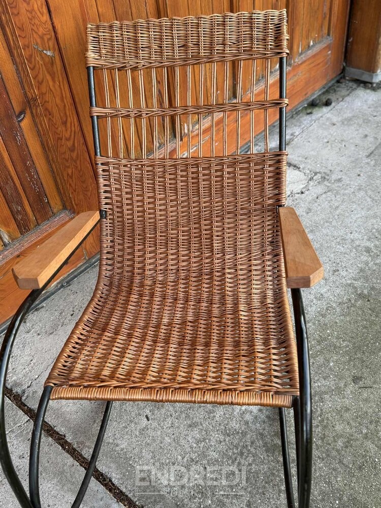 Mid-century modern fonott és acél hintaszék, 1960-as évek - Image 3