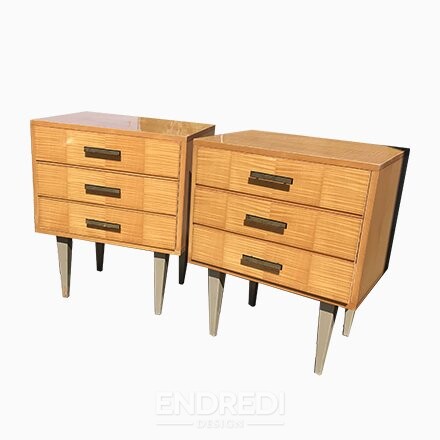 Mid-century éjjeliszekrény, 1950-as évek, 2 darabos szett