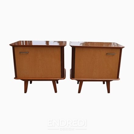 Mid-century éjjeliszekrény, 1950-as évek, 2 darabos szett