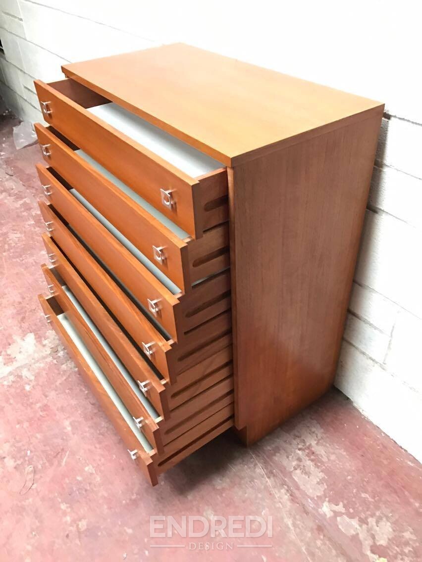 Mid-century teak láda fiókokkal, 1960-as évek - Image 5