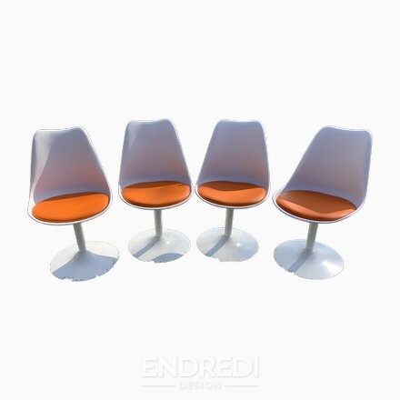 Narancssárga tulipán forgó szék tulajdonított to Eero Saarinen és Knoll, 1956, 4 darabos szett