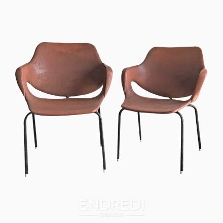 Szett: mid-century műbőr karosszék, 1960-as évek
