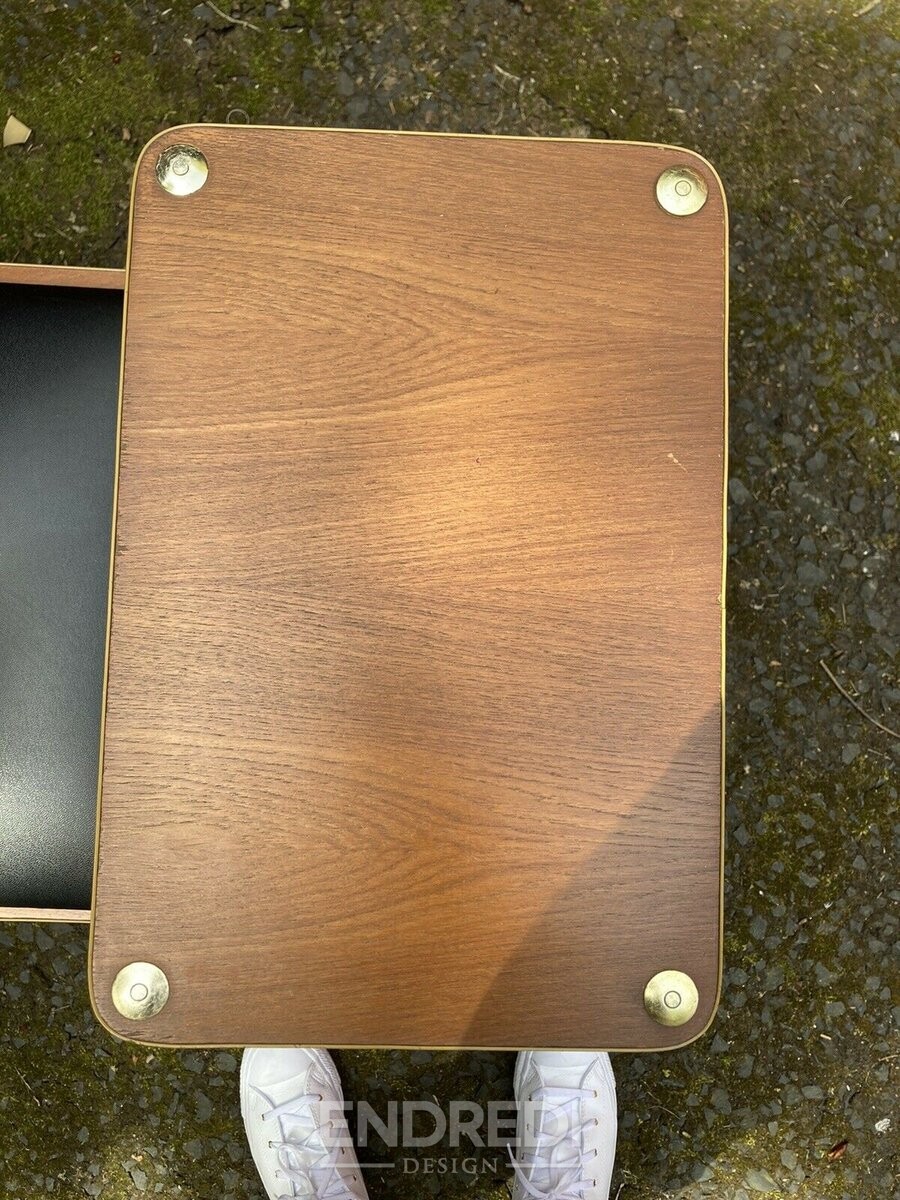Vintage teak telefon pad Unit — Vinyl ülőke, 1960-as évek - Image 3