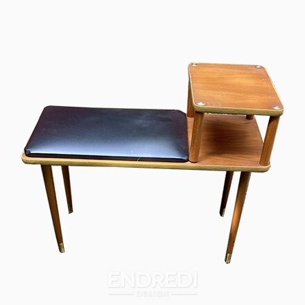 Vintage teak telefon pad Unit — Vinyl ülőke, 1960-as évek